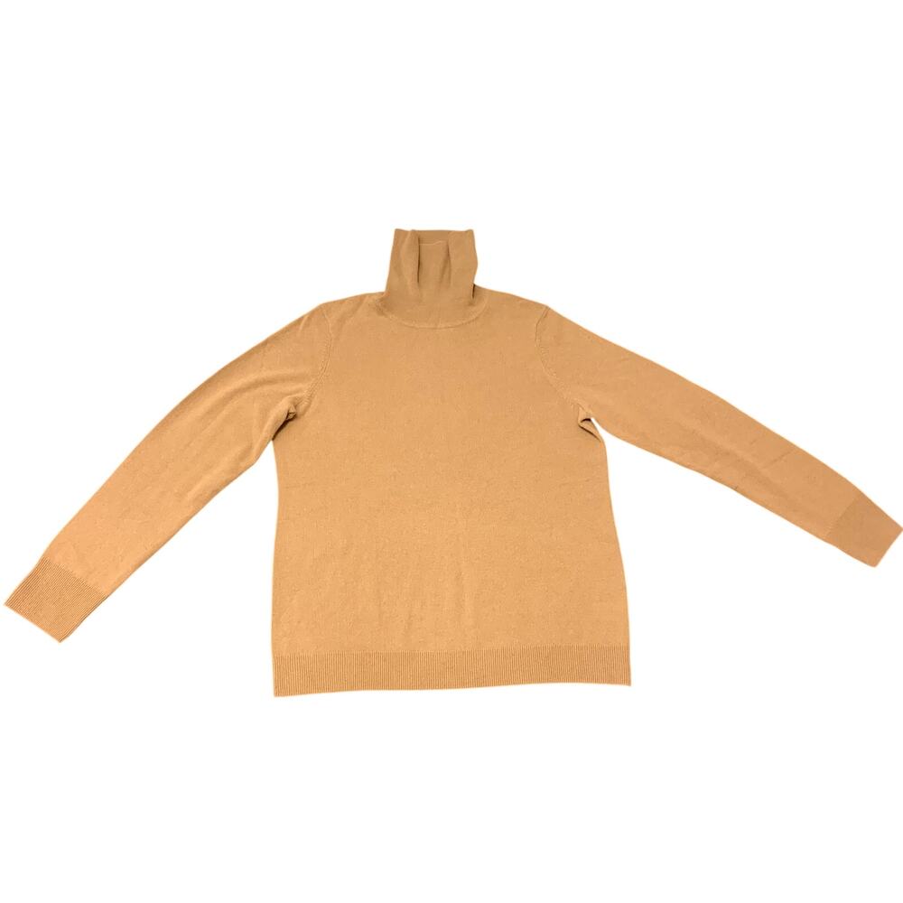 Talbots Pure Cashmere Camel Turtleneck Sweater Size L NWOT